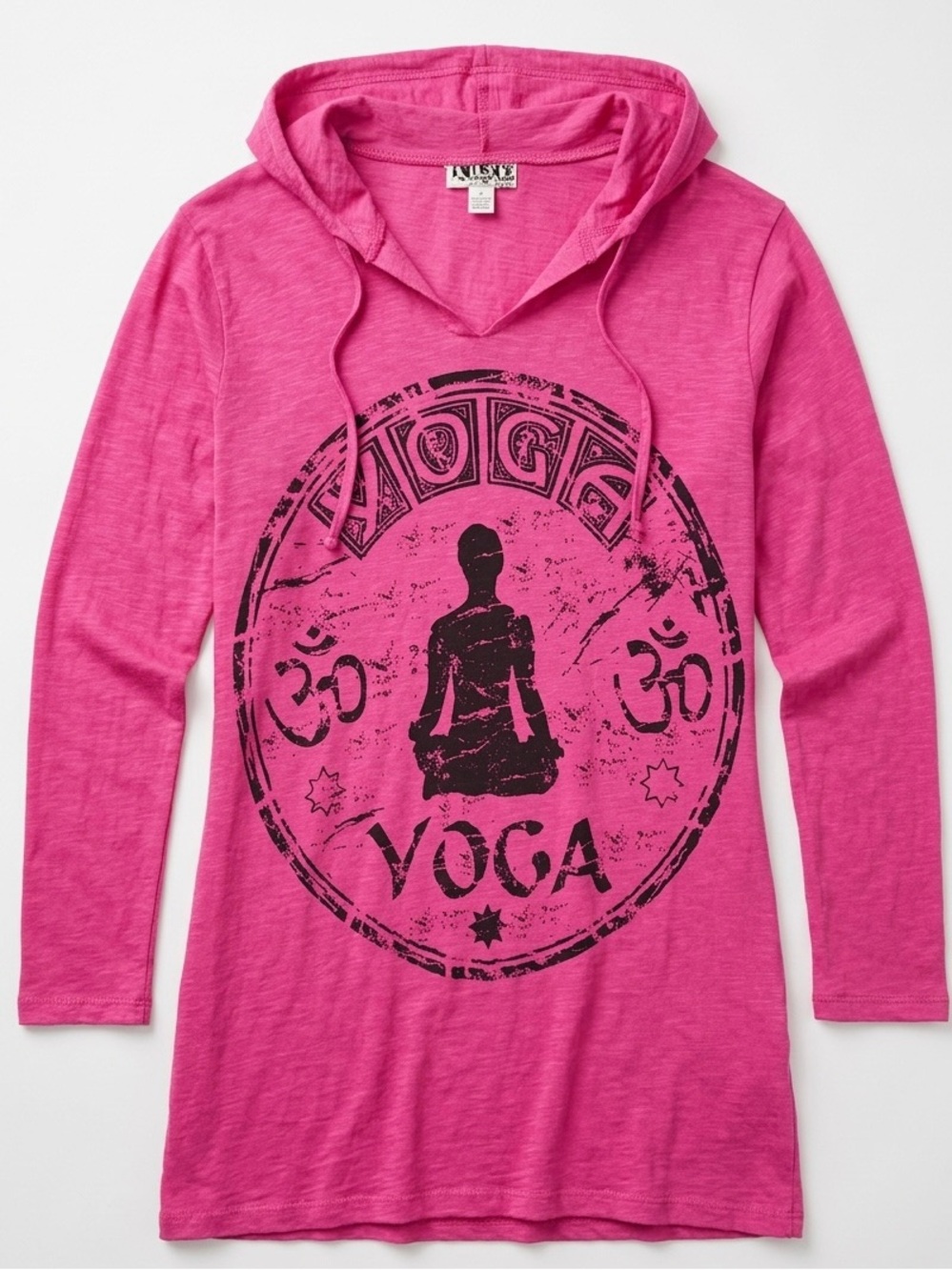 Sure Design Yoga Pink/Purple Graphic Hoodie Long Sleeve Cotton Tee size medium